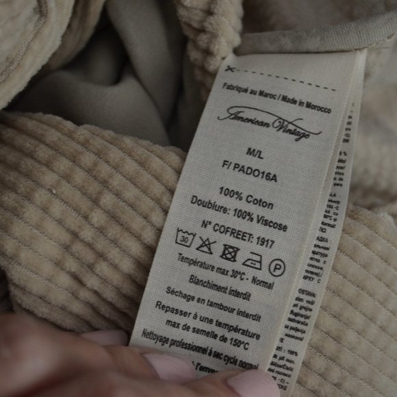 NWT $288 Sz M/L American Vintage Shacket Padow Corduroy Beige Jacket - Picture 9 of 9